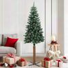 vidaXL Sapin de Noël mince bois véritable et neige blanche vert 180 cm