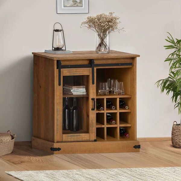 vidaXL Buffet HALDEN avec porte coulissante 80x40x80 cm bois massif
