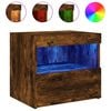 vidaXL Table de chevet avec lumi&egrave;res LED ch&ecirc;ne fum&eacute; 50x40x45 cm