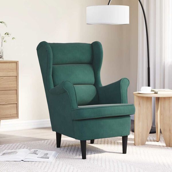 vidaXL Fauteuil vert fonc&eacute; velours