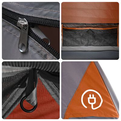 vidaXL Tente familiale et porche 6 personnes gris orange imperméable