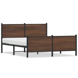 vidaXL Cadre de lit en m&eacute;tal sans matelas ch&ecirc;ne marron 140x190 cm
