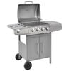 vidaXL Barbecue &agrave; gaz 4 + 1 zone de cuisson Argent&eacute;