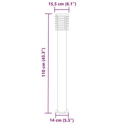 vidaXL Lampadaire d'extérieur noir 110 cm acier inoxydable