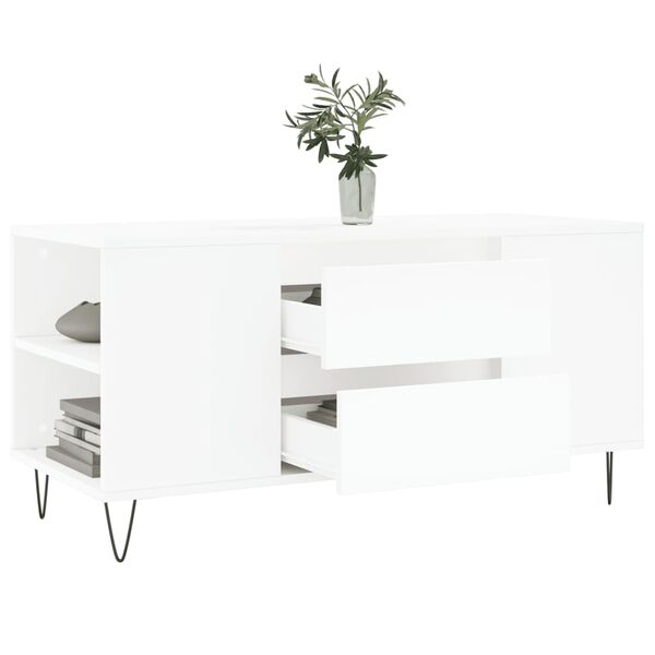 vidaXL Table basse blanc 102x44,5x50 cm bois d'ing&eacute;nierie
