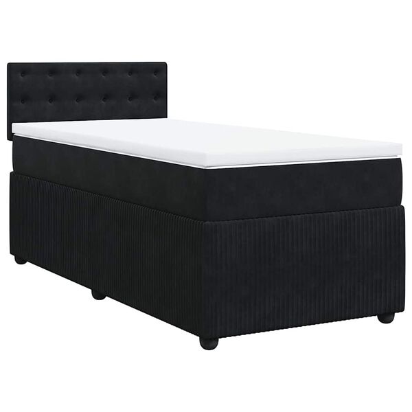 vidaXL Sommier &agrave; lattes de lit avec matelas Noir 100x200 cm Velours