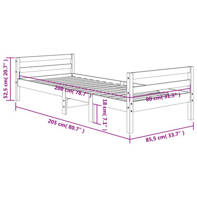 vidaXL Cadre de lit sans matelas cire marron 80x200 cm bois pin massif