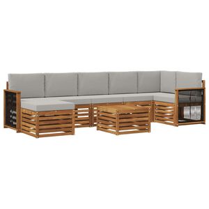 vidaXL Ensemble de canap&eacute;s d'ext&eacute;rieur 7 pc Naturel et gris clair