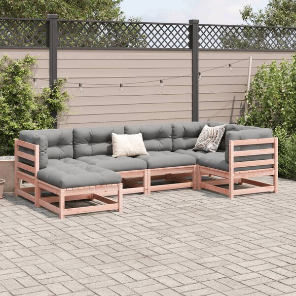 vidaXL Salon de jardin 6 pcs et coussins bois massif sapin de douglas