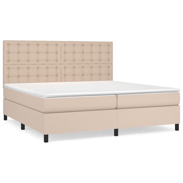 vidaXL Sommier &agrave; lattes de lit avec matelas Cappuccino 200x200 cm