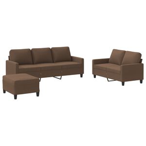 vidaXL Ensemble de canap&eacute;s 3 pcs avec coussins Marron Tissu