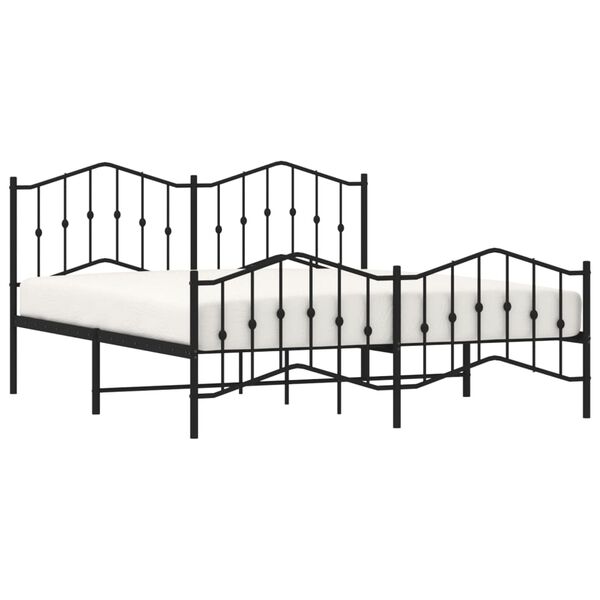 vidaXL Cadre de lit métal sans matelas avec pied de lit noir 160x200cm