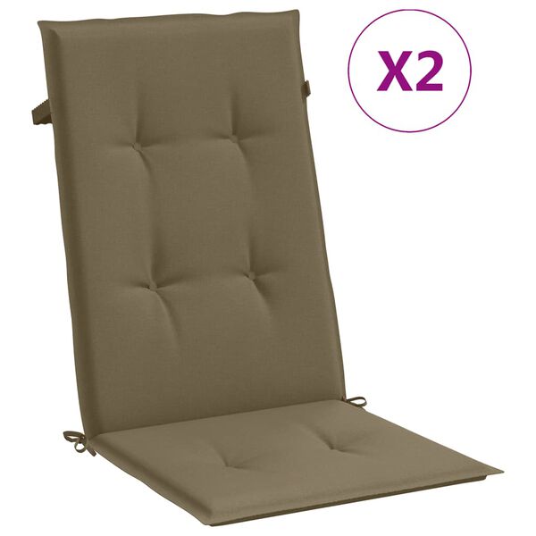 vidaXL Coussins de chaise à dossier haut lot de 2 taupe mélangé tissu