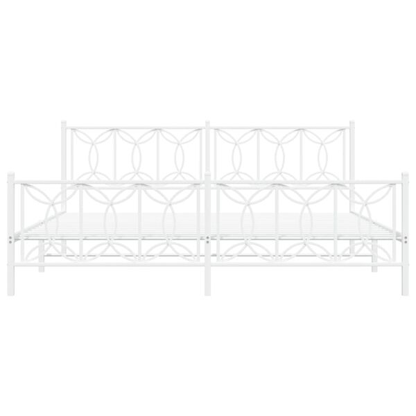 vidaXL Cadre de lit m&eacute;tal sans matelas et pied de lit blanc 200x200 cm