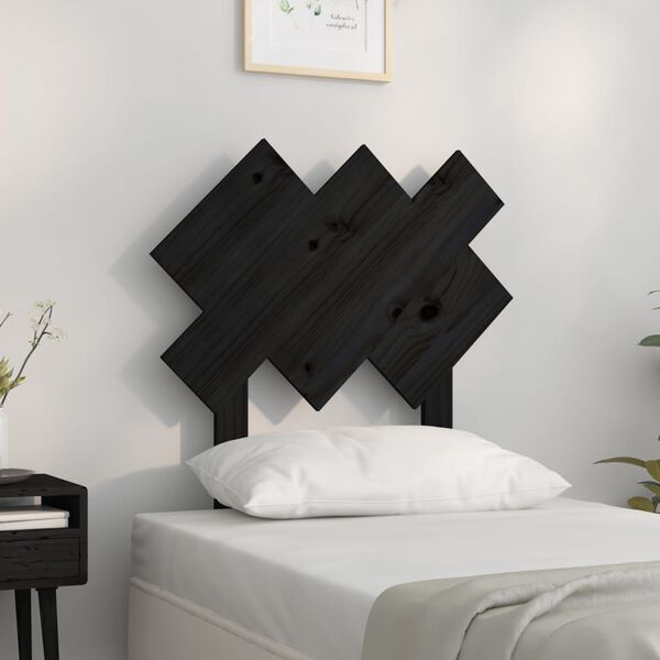 vidaXL T&ecirc;te de lit Noir 72,5x3x81 cm Bois massif de pin