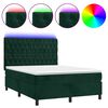 vidaXL Sommier &agrave; lattes de lit matelas et LED Vert fonc&eacute; 140x200 cm