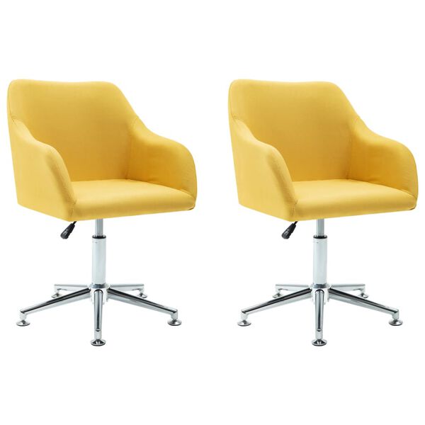 vidaXL Chaises pivotantes &agrave; manger lot de 2 jaune tissu