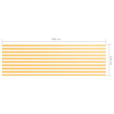 vidaXL Écran de balcon Blanc et jaune 120x400 cm Tissu Oxford