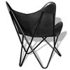 vidaXL Chaise papillon Noir Cuir véritable