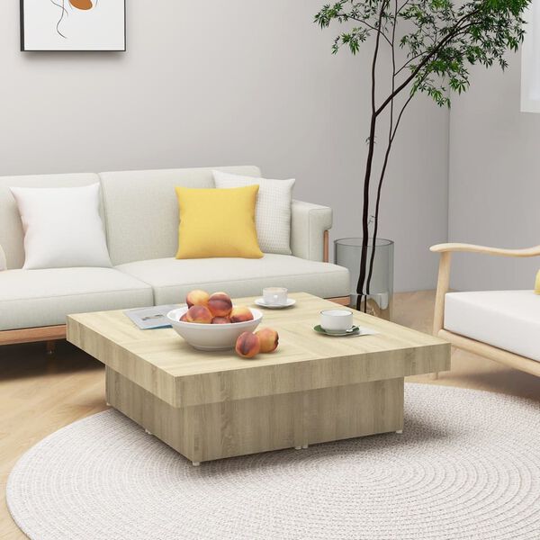 vidaXL Table basse ch&ecirc;ne sonoma 90x90x28 cm bois d'ing&eacute;nierie