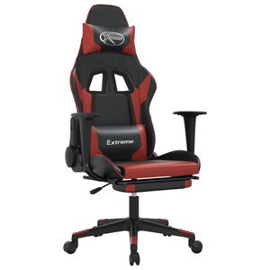vidaXL Chaise de jeu de massage repose-pied Noir bordeaux Similicuir