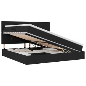 vidaXL Lit avec rangement et LED avec LED Noir 200 x 200 cm Polyester