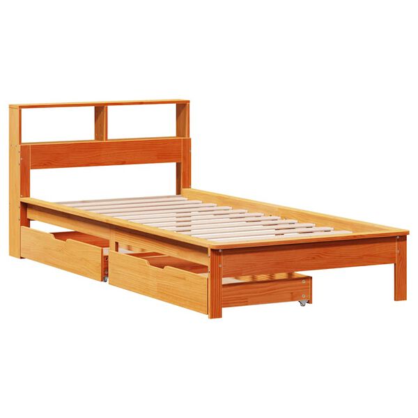 vidaXL Lit biblioth&egrave;que sans matelas cire marron 75x190 cm pin massif