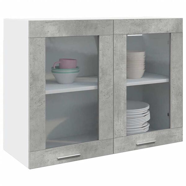 vidaXL Vitrine suspendue "Lyon" Gris béton 80 x 31 x 60 cm