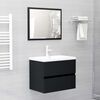 vidaXL Armoire d'&eacute;vier avec lavabo int&eacute;gr&eacute; noir bois d'ing&eacute;nierie