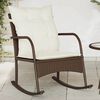 vidaXL Chaise &agrave; bascule de jardin avec coussins marron r&eacute;sine tress&eacute;e