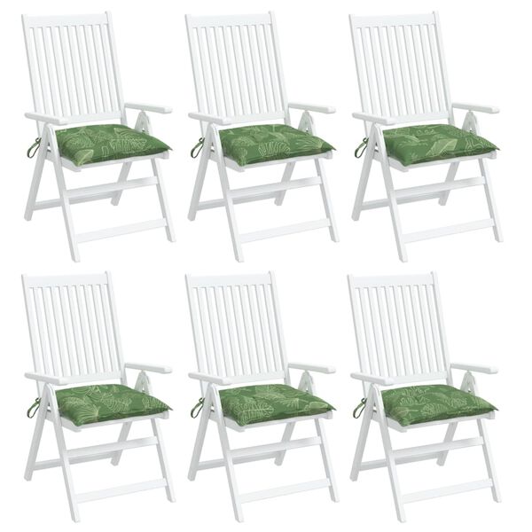 vidaXL Coussins de chaise lot de 6 &agrave; motif de feuilles 40x40x7cm tissu