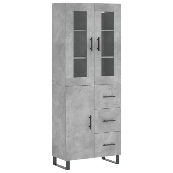 vidaXL Buffet haut Gris b&eacute;ton 69,5x34x180 cm Bois d'ing&eacute;nierie