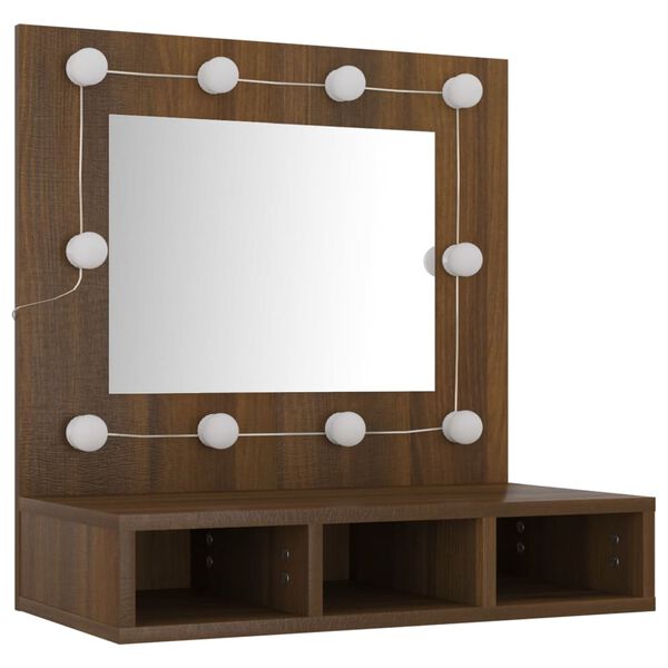vidaXL Armoire &agrave; miroir avec LED Ch&ecirc;ne marron 60x31,5x62 cm