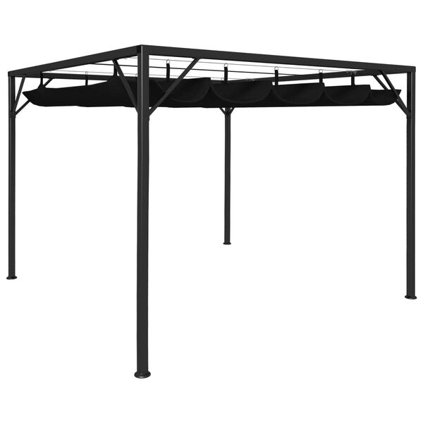 vidaXL Chapiteau de jardin avec auvent r&eacute;tractable 3x3 m Anthracite