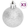 vidaXL Ensemble de boules de No&euml;l 70 pcs Argent&eacute; et blanc
