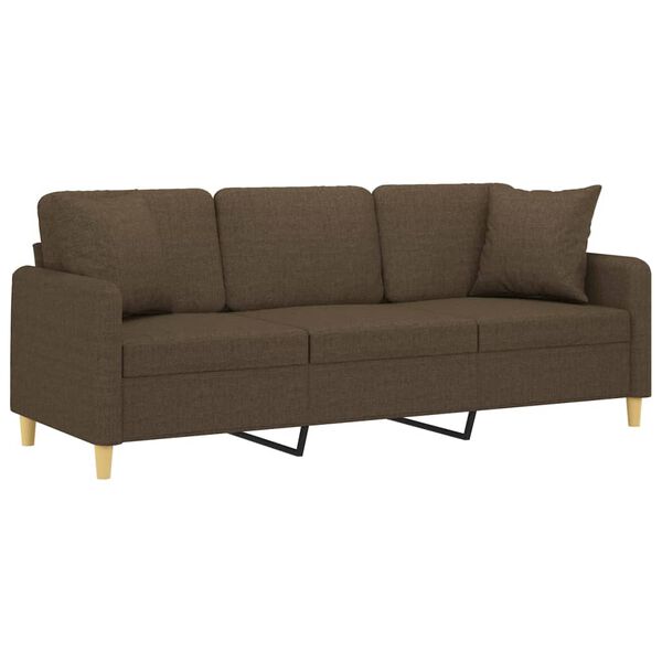 vidaXL Canap&eacute; 3 places et oreillers et coussins Marron 180 cm Tissu