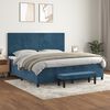 vidaXL Sommier &agrave; lattes de lit et matelas Bleu fonc&eacute; 200x200cm Velours