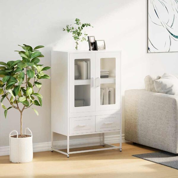 vidaXL Buffet haut blanc 68x39x111,5 cm acier