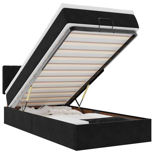 vidaXL Cadre de lit ottoman avec matelas noir 90x200 cm velours