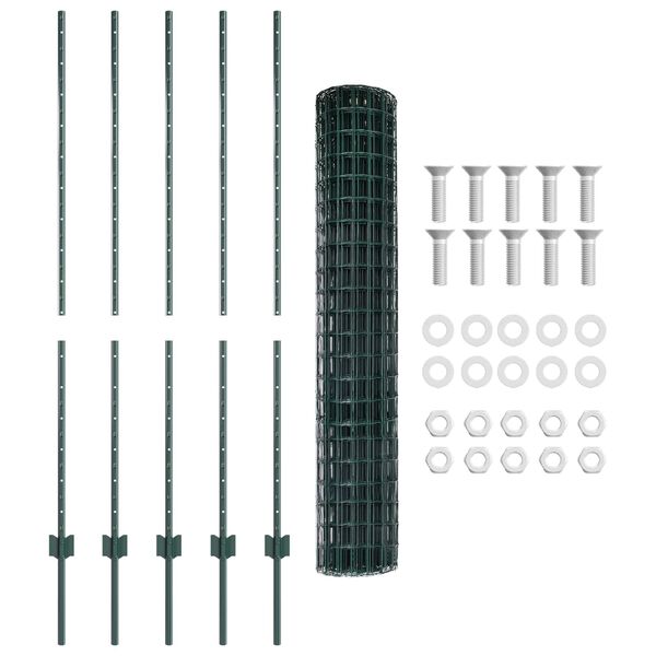 vidaXL Cl&ocirc;ture avec poteau Vert 1,4 x 10 m Acier et PVC