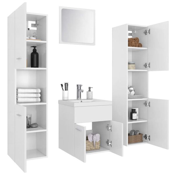 vidaXL Ensemble de meubles de salle de bain Blanc Agglom&eacute;r&eacute;