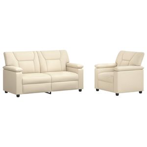 vidaXL Ensemble de Canap&eacute;s 2 pcs Cr&egrave;me Simili cuir