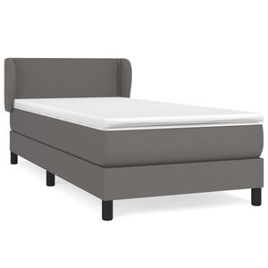 vidaXL Sommier &agrave; lattes de lit avec matelas Gris 80x200 cm Similicuir