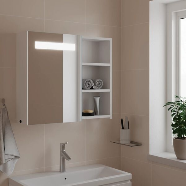 vidaXL Armoire de salle de bain &agrave; miroir avec LED blanc 60x13x52 cm