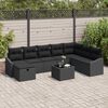 vidaXL Ensemble de canap&eacute; de jardin avec coussin 9 pcs Noir Poly rotin