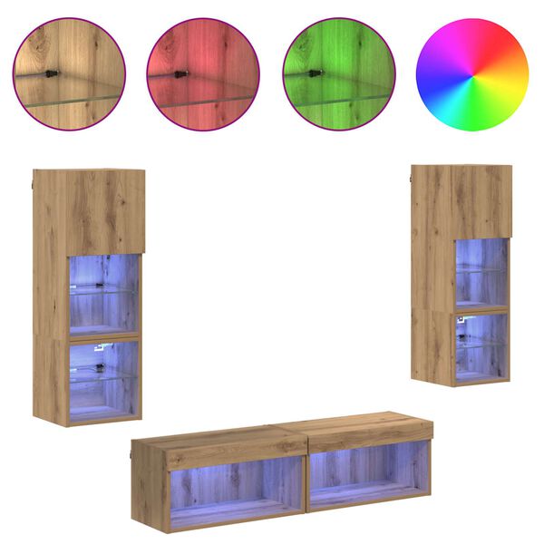 vidaXL Unit&eacute; murale de TV 6 pcs Ch&ecirc;ne artisanal Bois d'ing&eacute;nierie