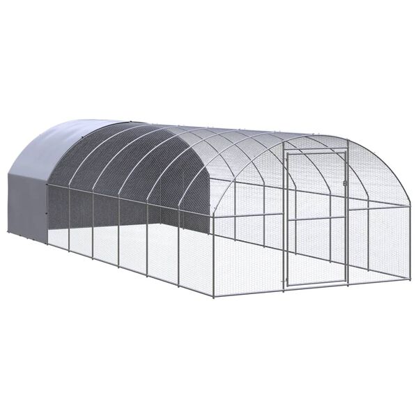 vidaXL Poulailler d'ext&eacute;rieur 3x8x2 m Acier galvanis&eacute;