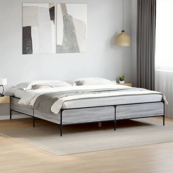 vidaXL Cadre de lit sans matelas sonoma gris 180x200 cm