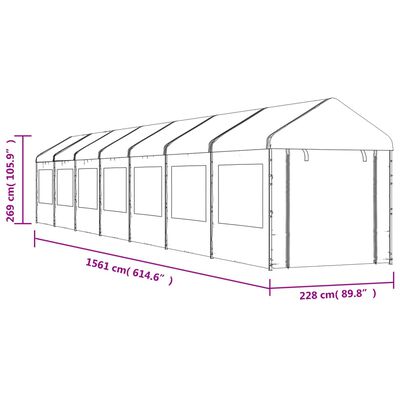 vidaXL Belvédère avec toit blanc 15,61x2,28x2,69 m polyéthylène