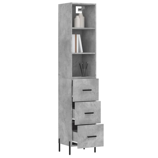 vidaXL Buffet haut Gris b&eacute;ton 34,5x34x180 cm Bois d'ing&eacute;nierie